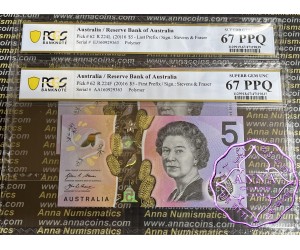 2016 $5  AA & EJ  Matching Set PCGS 67 PPQ